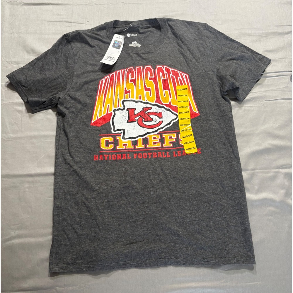 NFL Team Apparel Kansas City Chiefs T-Shirt Mens Medium Gray Graphic Tee New